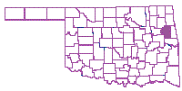 Oklahoma map- Cherokee county in purple