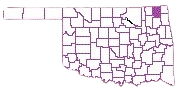 map of Oklahoma, Craig county in purple